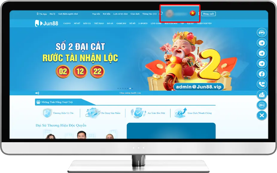 Bước 1: Tại Trang chủ » chọn Tài khoản